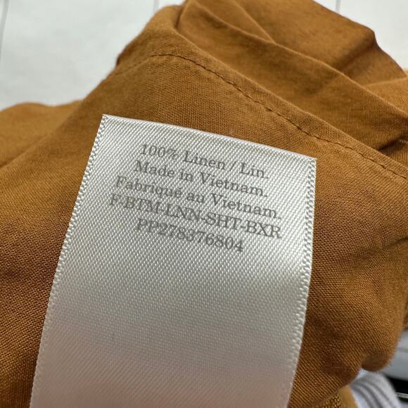 Everlane Shorts Womens Medium Orange Brown Linen Boxer Relaxed Pull On Travel - Picture 7 of 14